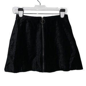 Crushed Velvet Black Mini Skirt